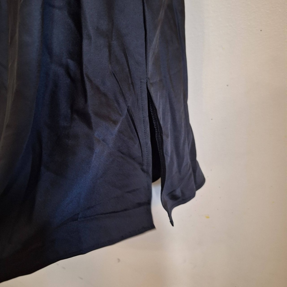 And Now This Black One Shoulder Cowl Neck Gold Chain Asymmetrical Satin Dress - Picture 4 of 12